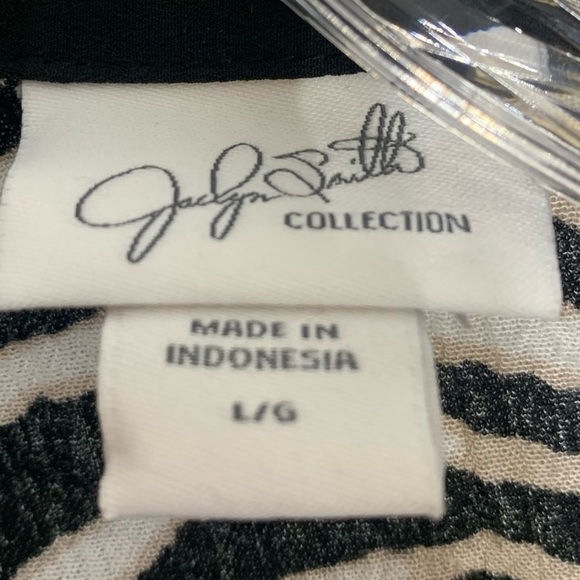 Jaclyn Smith zebra animal print short sleeve open front kimono cardigan large - Picture 2 of 5